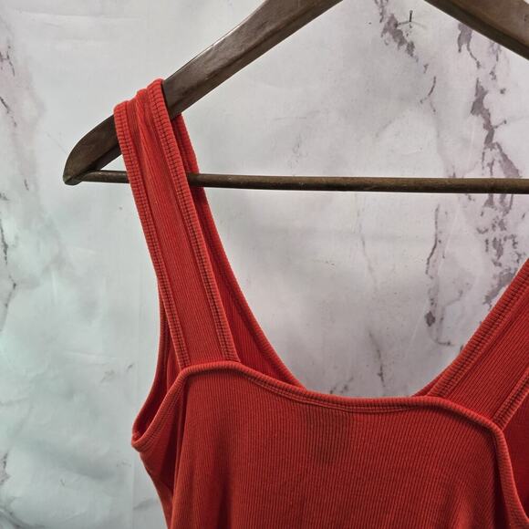 Cabi Tank Top Womens Small Orange Busy Geranium Ribbed Square Back 5935 - Picture 6 of 10